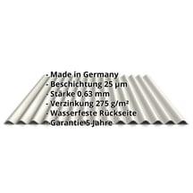 Wellblech 18/1064 | Wand | Stahl 0,63 mm | 25 µm Polyester | 9010 - Reinweiß #2