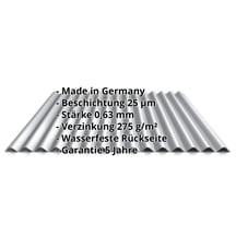 Wellblech 18/1064 | Wand | Stahl 0,63 mm | 25 µm Polyester | 9006 - Weißaluminium #2