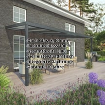 Terrassenüberdachung | Schneelastzone 2 | RAL 7016 | Glasplatte Klar | Leiste Quadratisch | Breite 3,06 m | Tiefe 3,50 m #2