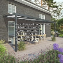 Terrassenüberdachung | Schneelastzone 2 | RAL 7016 | Platte Opal Weiß | Leiste Quadratisch | Breite 3,06 m | Tiefe 3,50 m #2