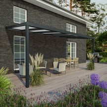 Terrassenüberdachung | Schneelastzone 2 | RAL 7016 | Platte Opal Weiß | Leiste Quadratisch | Breite 3,06 m | Tiefe 3,50 m #1