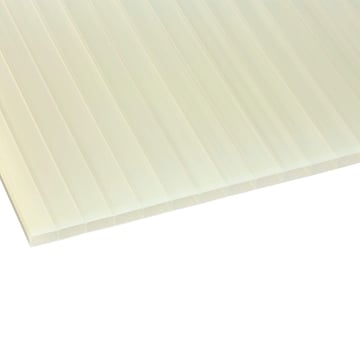 Acrylglas Stegdoppelplatte | 16 mm | Breite 980 mm | Opal Weiß / Gold | AntiDrop | Temperaturreduzierend | 2000 mm