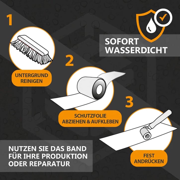 Dach Reparaturband mit MicroSealant® VLIES+ | Breite 50 mm | Länge 2,50 m #3