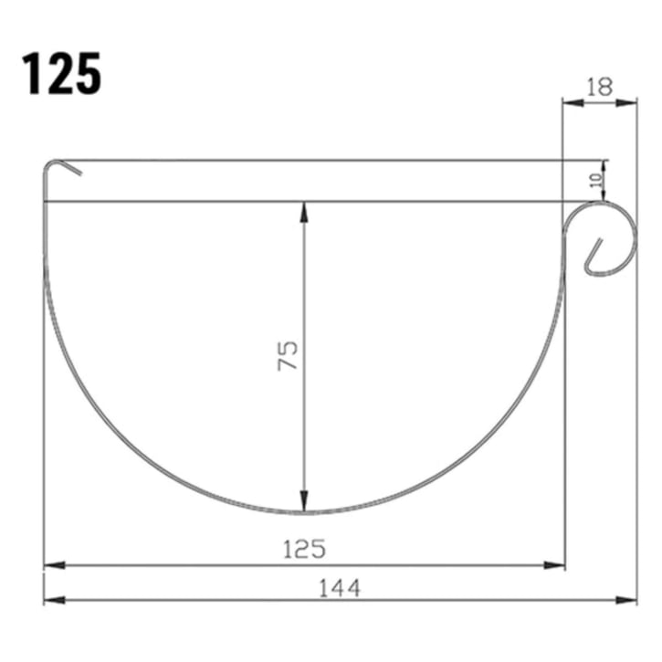 Dachrinne | Stahl | Ø 125 mm | 7024 - Graphitgrau | Länge = 2 m #2