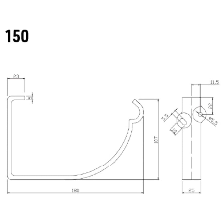 Konsolrinnenhalter | Stahl | Ø 150 mm | 7024 - Graphitgrau #2