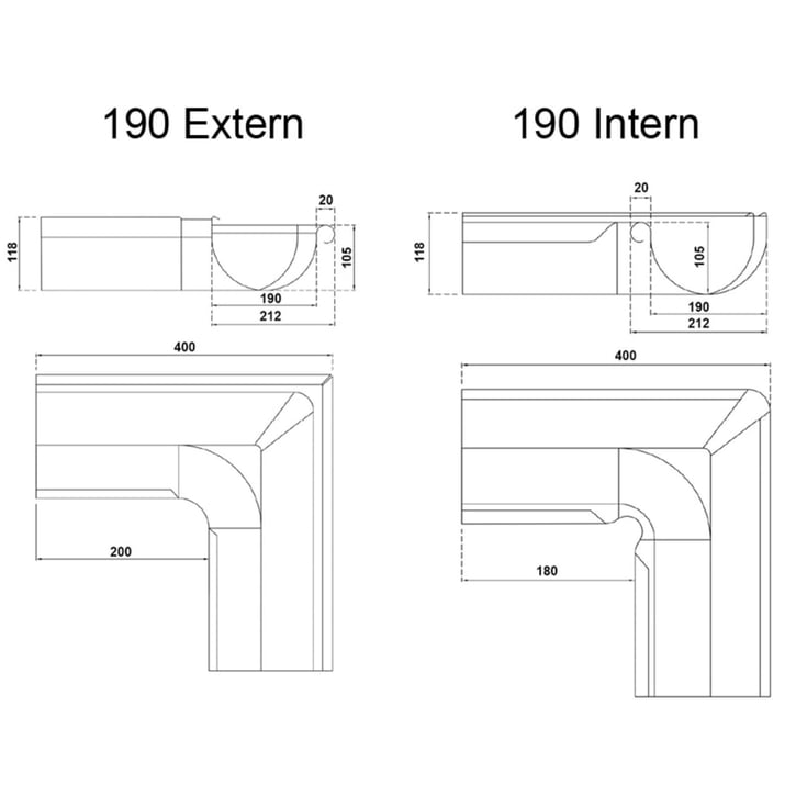 Rinneninnenwinkel 90° | Stahl | Ø 150 mm | 8004 - Kupferbraun #2