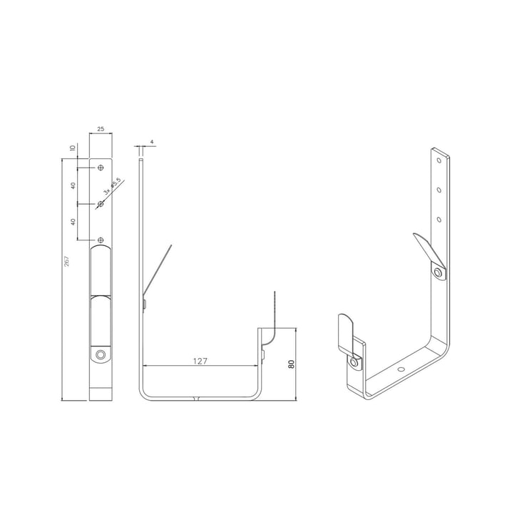 Universal Rinnenhalter | Feder / Feder | Stahl | Ø 125 mm | 7016 - Anthrazitgrau | Länge = 210 mm #2