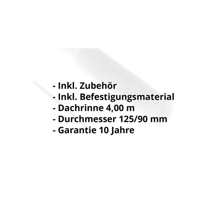 Kunststoff Dachrinnen Sparpaket 4 m | Ø 125/90 mm | Farbe Weiß #2