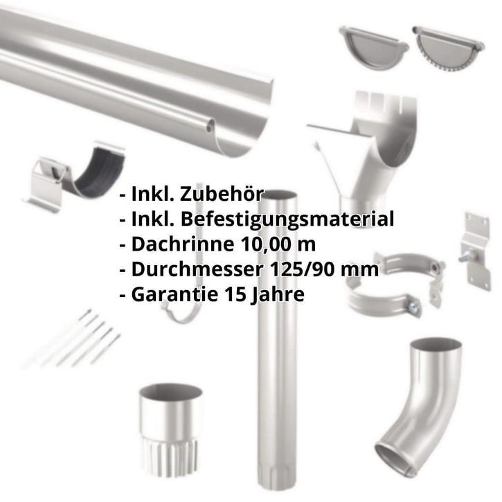 Stahl Dachrinnen Sparpaket 10 m | Ø 125/90 mm | 9007 - Graualuminium #2