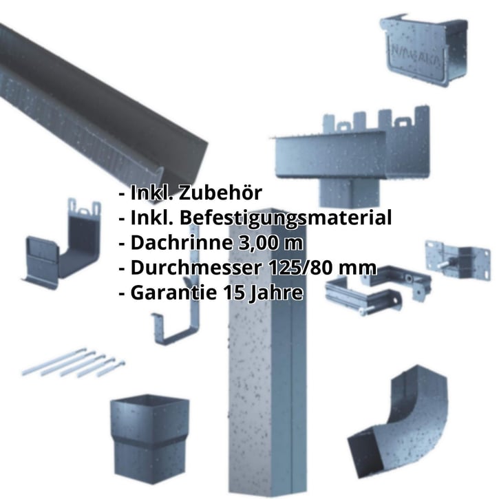 Stahl Kastenrinnen Sparpaket 3 m | Ø 125/80 mm | 7016 - Anthrazitgrau #2