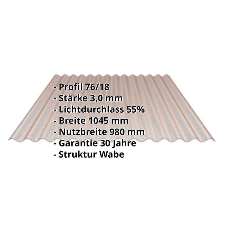 Acrylglas Wellplatte | 76/18 | 3,00 mm | Bronze | Wabenstruktur | 3500 mm #2