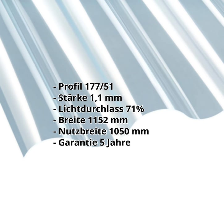 PET Wellplatte | 177/51 | Profil 6 3/4 | 1,10 mm | Klarbläulich | 2000 mm #2