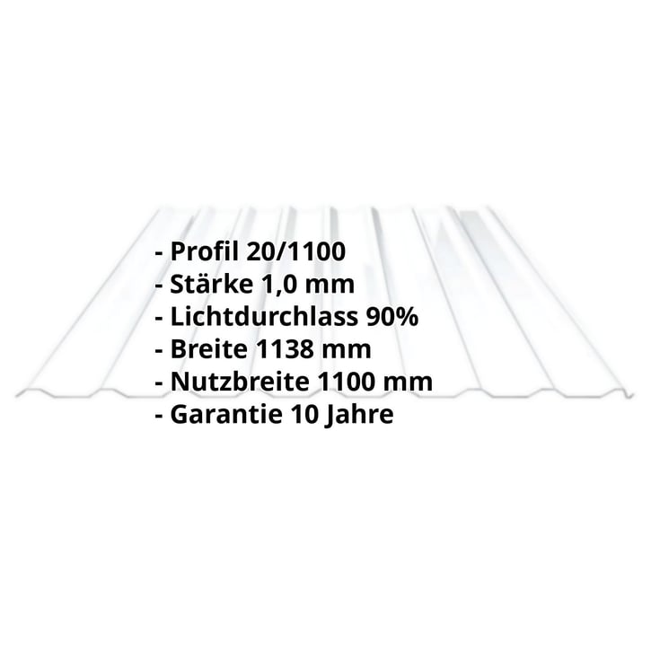 Polycarbonat Spundwandplatte | 20/1100 | 1,00 mm | Klar | 3500 mm #2