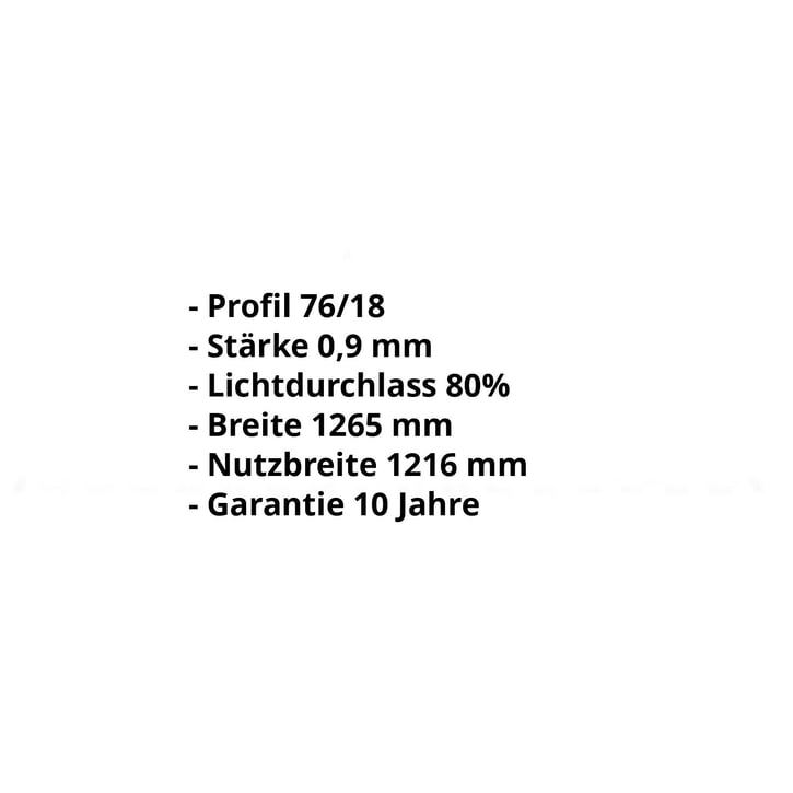 Polycarbonat Spundwandplatte | 76/18 | 0,90 mm | Opal Weiß | 2000 mm #2