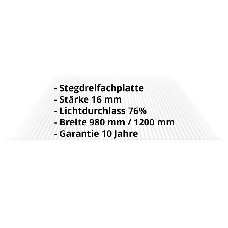 Polycarbonat Stegplatte | 16 mm | Breite 1200 mm | Klar | 4500 mm #2