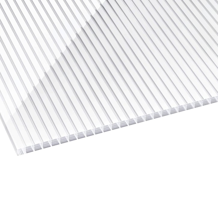 Polycarbonat Stegplatte | 16 mm | Breite 980 mm | Klar / Weiß gestreift | Beidseitiger UV-Schutz | 7000 mm #1