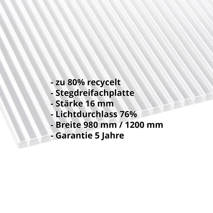 Polycarbonat Stegplatte | 16 mm | Breite 1200 mm | Klar | Blueline | 7000 mm #2