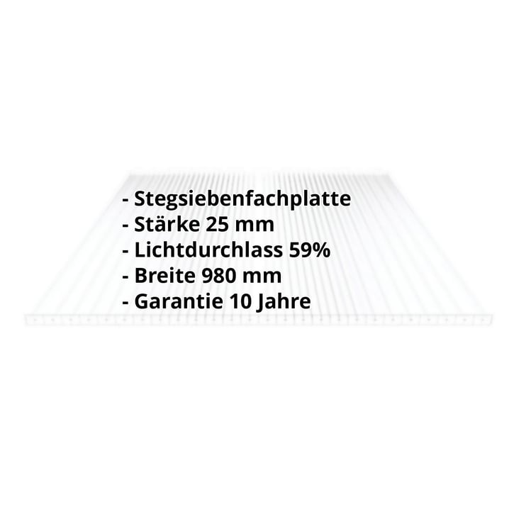 Polycarbonat Stegplatte | 25 mm | Breite 980 mm | Klar | Extra Stark | 2000 mm #2