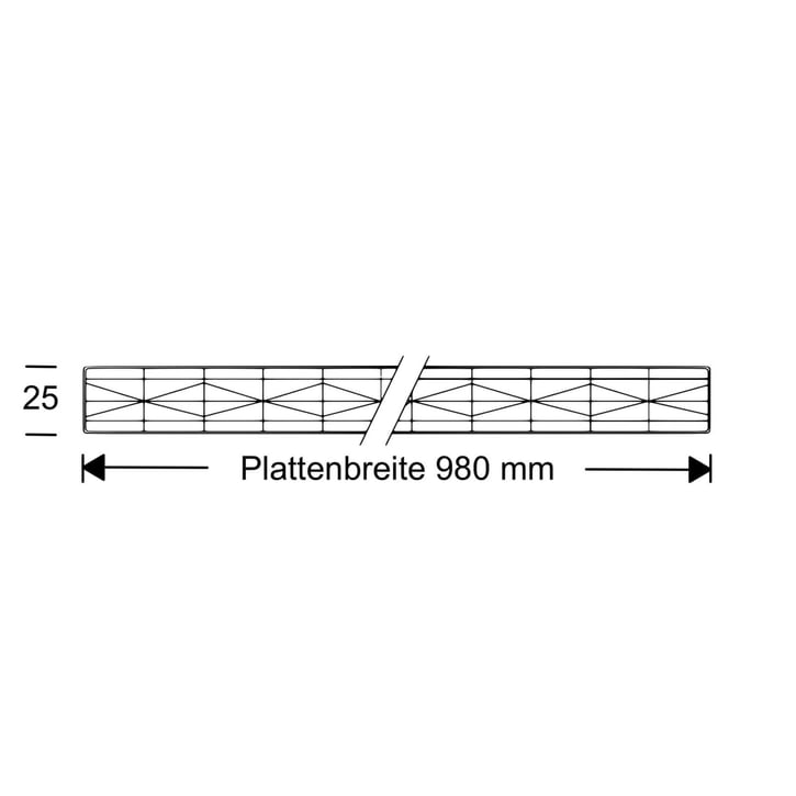 Polycarbonat Stegplatte | 25 mm | Breite 980 mm | Klar | Extra Stark | 2000 mm #5