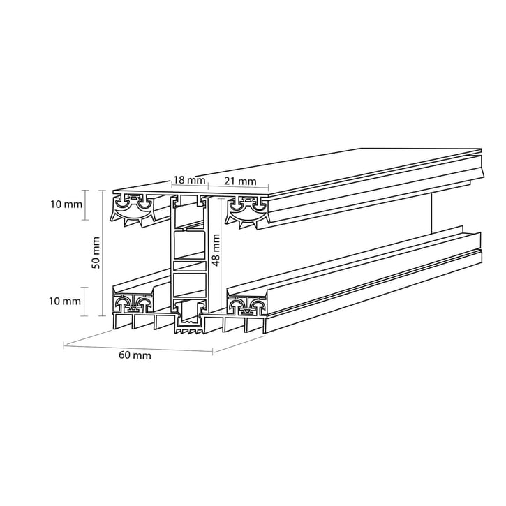 Mendiger | Mittelprofil | 32 mm | Thermo/Thermo | Aluminium | Blank | 2000 mm #3