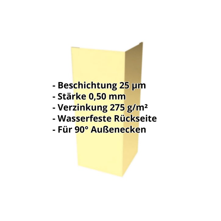 Außenecke | 100 x 100 x 2000 mm | Stahl 0,50 mm | 25 µm Polyester | 1015 - Hellelfenbein #2