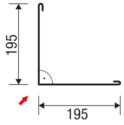 Außenecke | 195 x 195 mm | Stahl 0,50 mm | 25 µm Polyester | 6020 - Chromoxidgrün #5