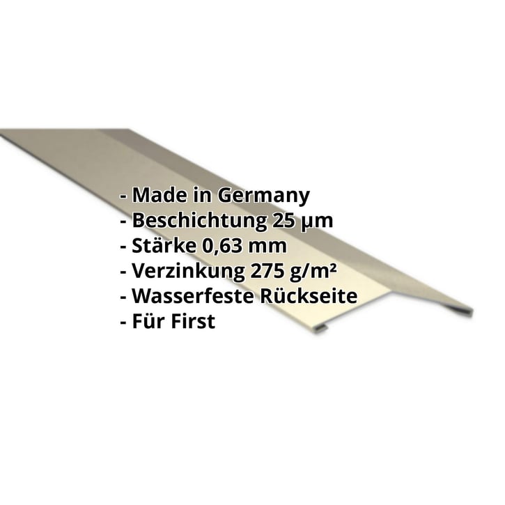 Firstblech flach | 145 x 145 mm | 150° | Stahl 0,63 mm | 25 µm Polyester | 1015 - Hellelfenbein #2