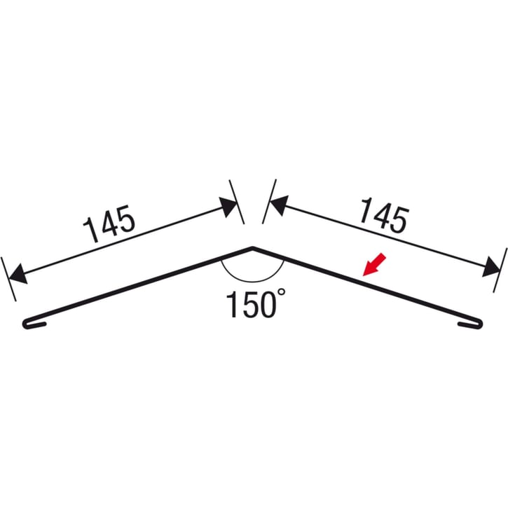 Firstblech flach | 145 x 145 mm | 150° | Stahl 0,63 mm | 25 µm Polyester | 6020 - Chromoxidgrün #5