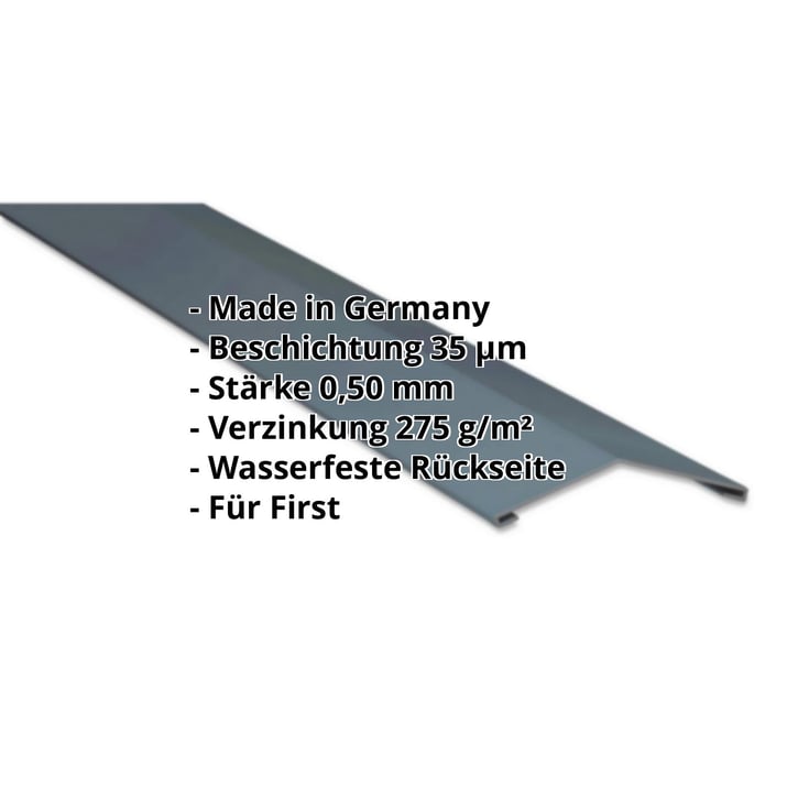 Firstblech flach | 145 x 145 mm | 150° | Stahl 0,50 mm | 35 µm Mattpolyester | 32 - Dunkelbraun #2