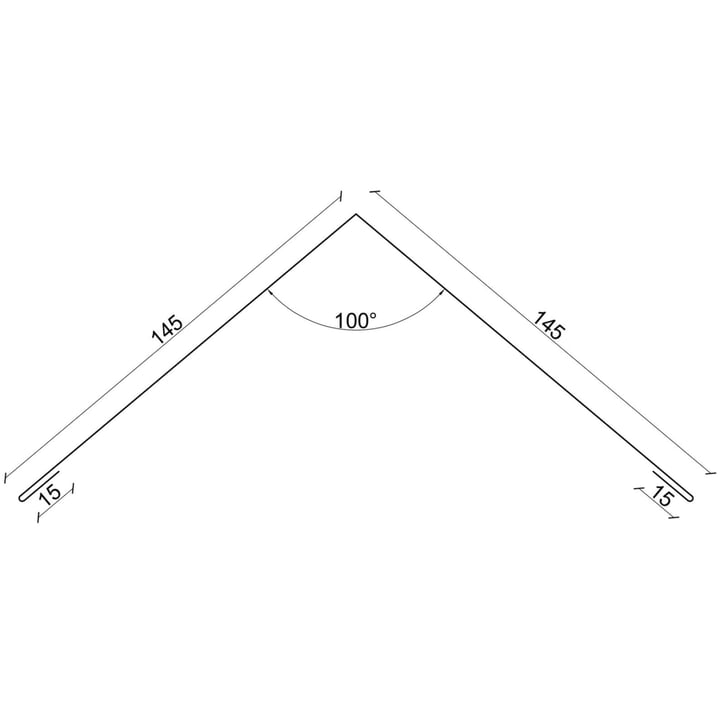 Firstblech flach | 145 x 145 x 2000 mm | 100° | Stahl 0,50 mm | 50 µm PURLAK® | 7016 - Anthrazitgrau #3