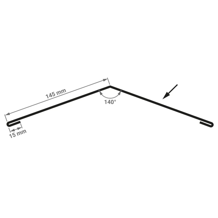 Firstblech flach | 145 x 145 x 2000 mm | 140° | Stahl 0,50 mm | Aluzink | Silbergrau #3