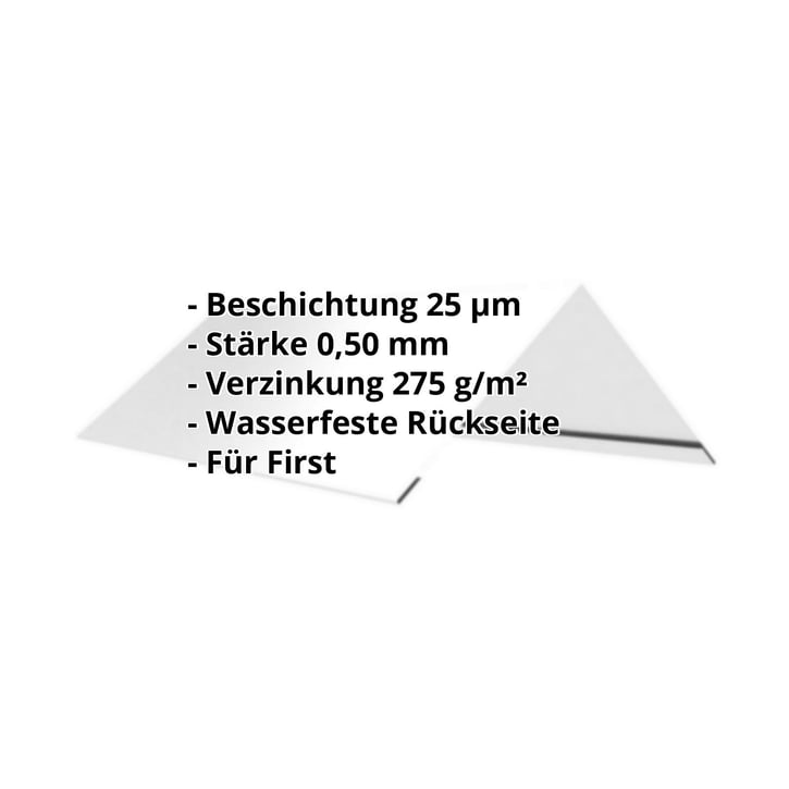 Firstblech flach | 145 x 145 x 2000 mm | 140° | Stahl 0,50 mm | 25 µm Polyester | 7035 - Lichtgrau #2