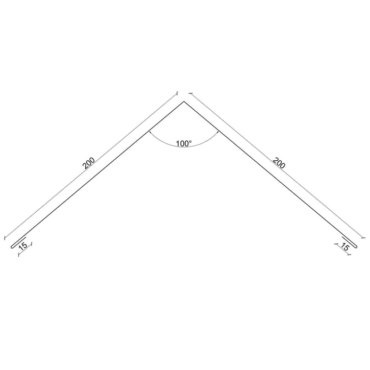 Firstblech flach | 200 x 200 x 2000 mm | 100° | Stahl 0,75 mm | Aluzink | Silbergrau #3