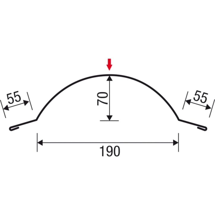 Firstblech halbrund | 1,86 m | Stahl 0,50 mm | 35 µm Mattpolyester | 32 - Dunkelbraun #5