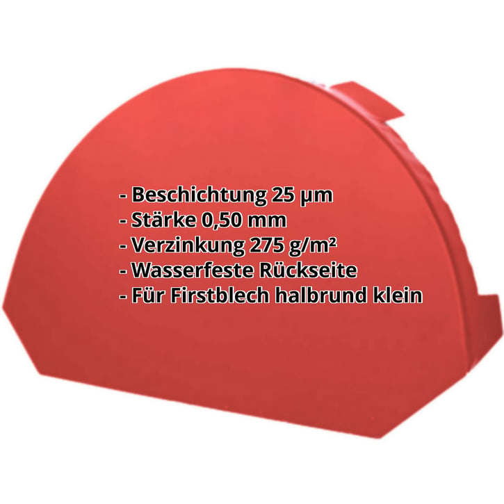 Firstblechendstück klein | Stahl 0,50 mm | 25 µm Polyester | 3016 - Korallenrot #2