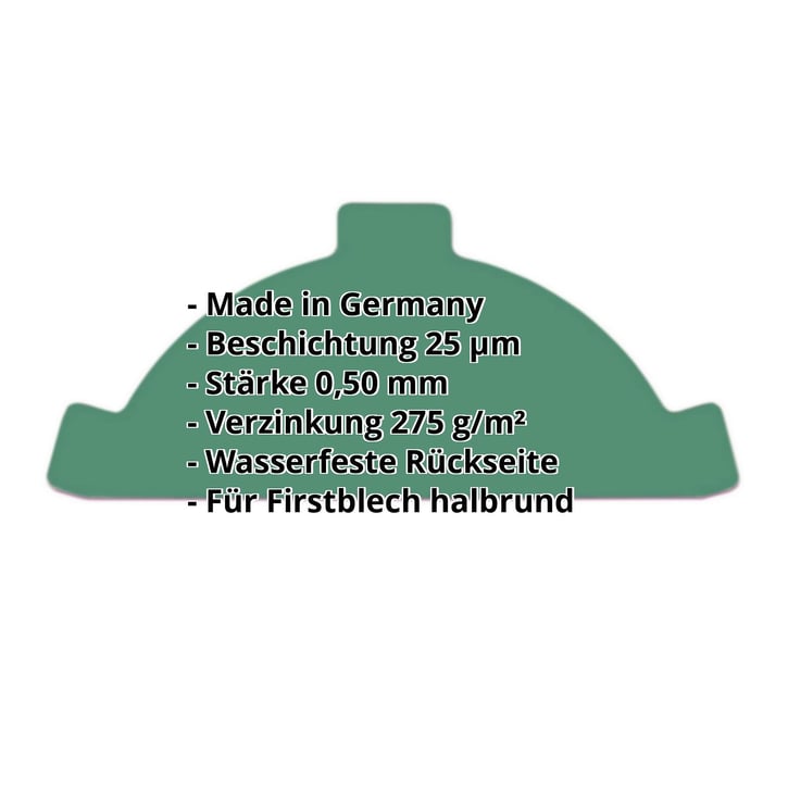 Firstblechendstück | Stahl 0,50 mm | 25 µm Polyester | 6020 - Chromoxidgrün #2