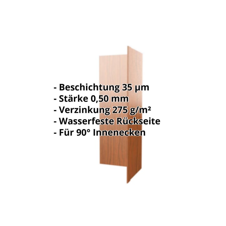 Innenecke | 100 x 100 x 2000 mm | Stahl 0,50 mm | 25 µm Polyester | Holzoptik - Eiche #2