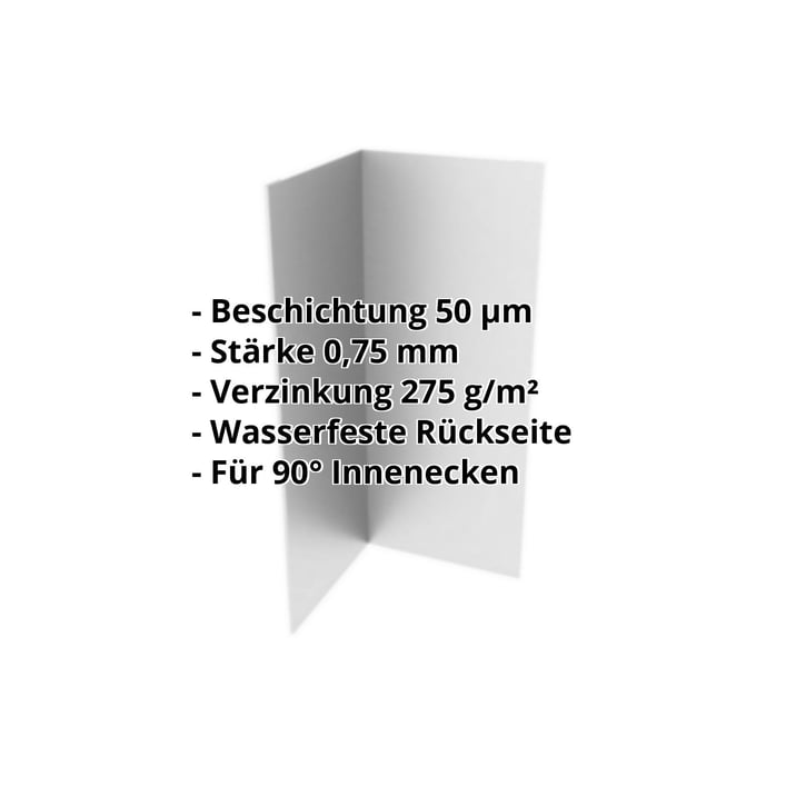 Innenecke | 100 x 100 x 2000 mm | Stahl 0,75 mm | 50 µm PURLAK® | 9006 - Weißaluminium #2