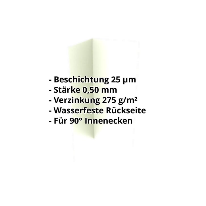 Innenecke | 100 x 100 x 2000 mm | Stahl 0,50 mm | 25 µm Polyester | 9002 - Grauweiß #2