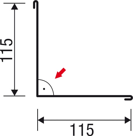 Innenecke | 115 x 115 x 2000 mm | Stahl 0,63 mm | 25 µm Polyester | 9002 - Grauweiß #5