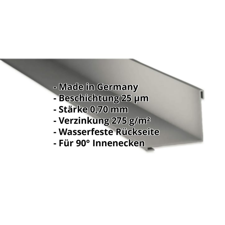 Innenecke | 115 x 115 x 2000 mm | Aluminium 0,70 mm | 25 µm Polyester | 9007 - Graualuminium #2