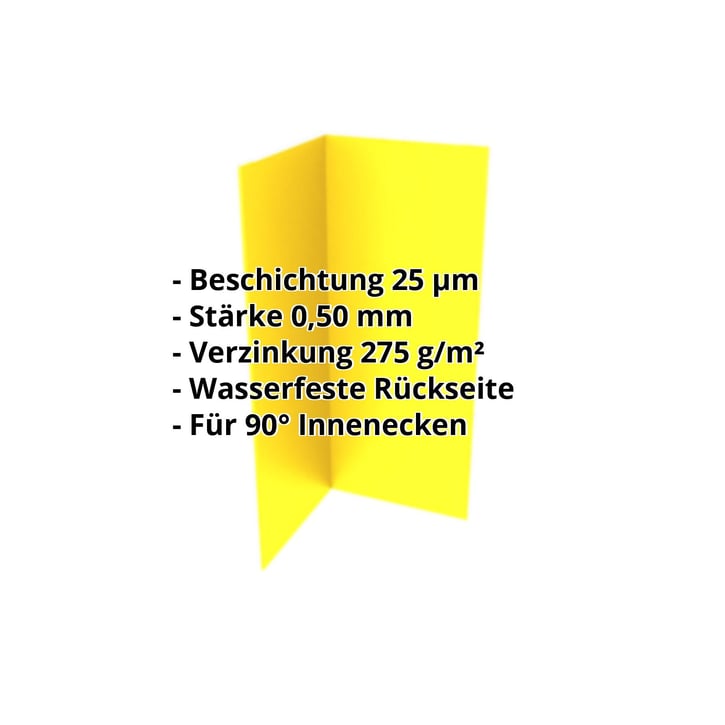 Innenecke | 150 x 150 x 2000 mm | Stahl 0,50 mm | 25 µm Polyester | 1021 - Rapsgelb #2