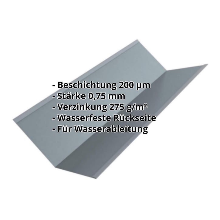 Kehlblech | 195 x 195 x 2000 mm | Stahl 0,63 mm | 200 µm HPS Ultra® | 7040 - Fenstergrau #2