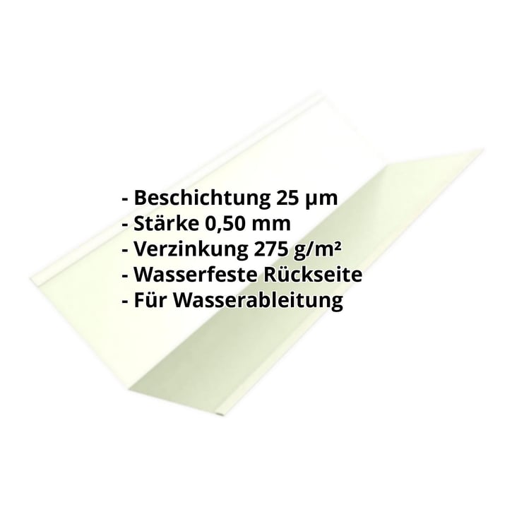 Kehlblech | 195 x 195 x 2000 mm | Stahl 0,50 mm | 25 µm Polyester | 9002 - Grauweiß #2