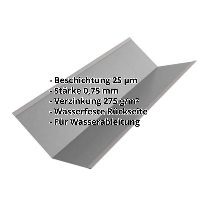 Kehlblech | 195 x 195 x 2000 mm | Stahl 0,75 mm | 25 µm Polyester | 9007 - Graualuminium #2