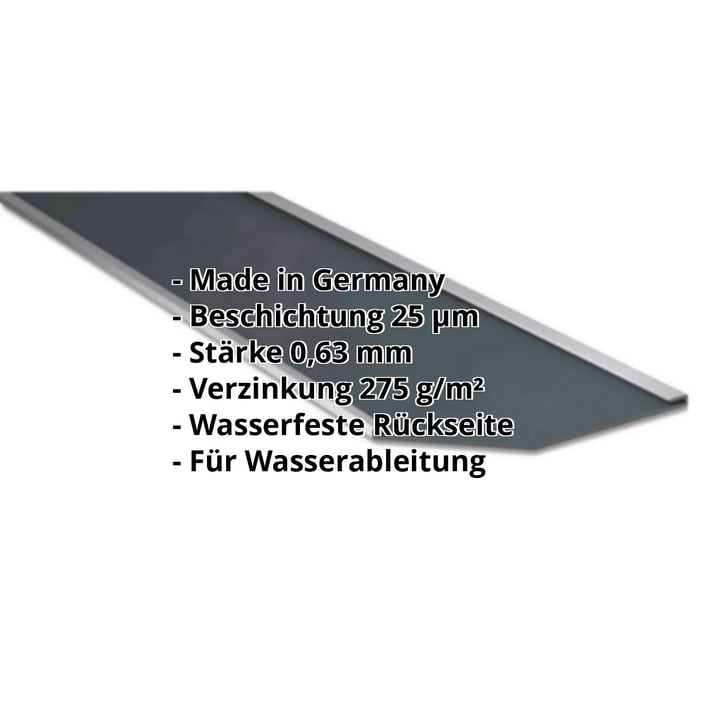 Kehlblech | 490 x 490 x 2000 mm | Stahl 0,63 mm | 25 µm Polyester | 7016 - Anthrazitgrau #2