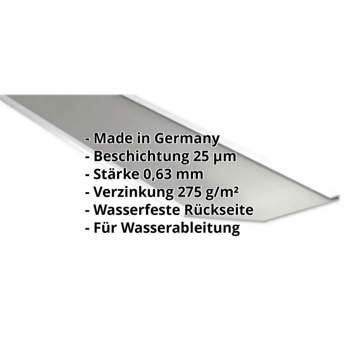 Kehlblech | 490 x 490 x 2000 mm | Stahl 0,63 mm | 25 µm Polyester | 9002 - Grauweiß #2