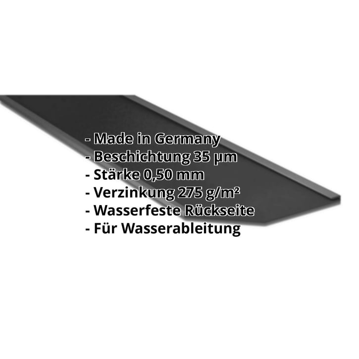 Kehlblech | 490 x 490 x 2000 mm | Stahl 0,50 mm | 35 µm Mattpolyester | 33 - Schwarz #2