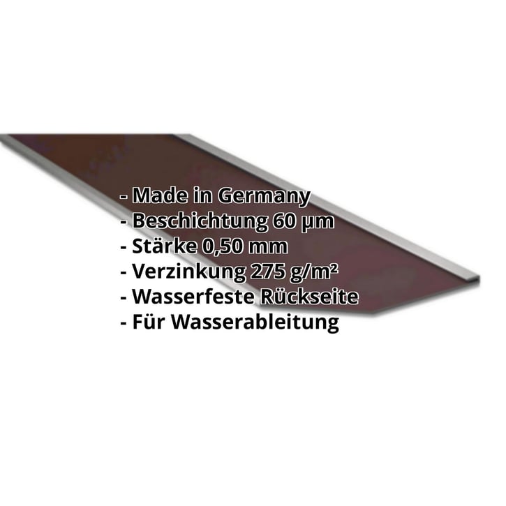 Kehlblech | 490 x 490 x 2000 mm | Stahl 0,50 mm | 60 µm TTHD | 8017 - Schokoladenbraun #2