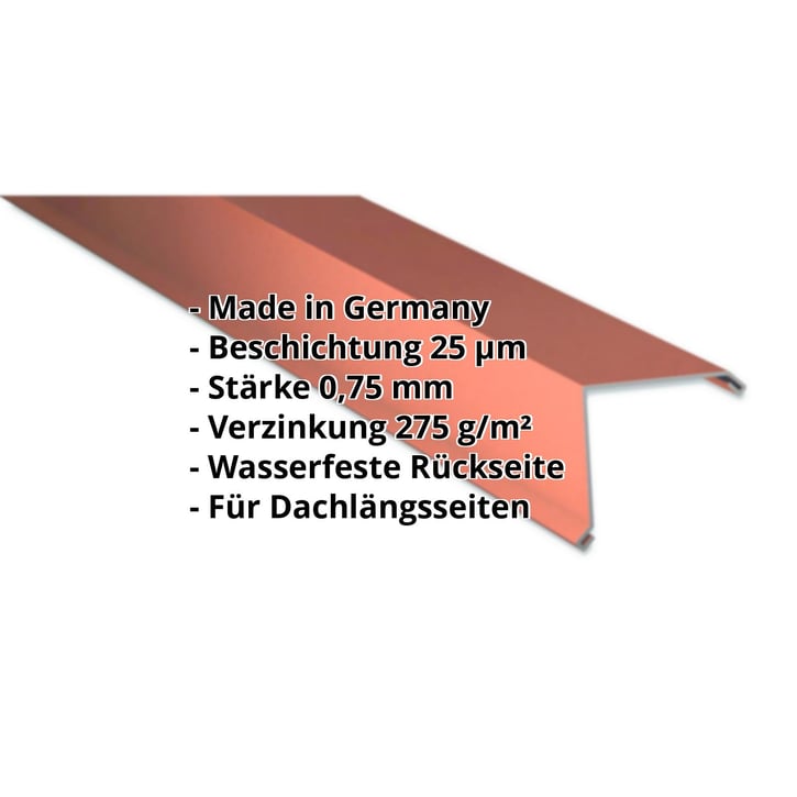 Ortgangwinkel | 115 x 115 mm | Stahl 0,75 mm | 25 µm Polyester | 8004 - Kupferbraun #2